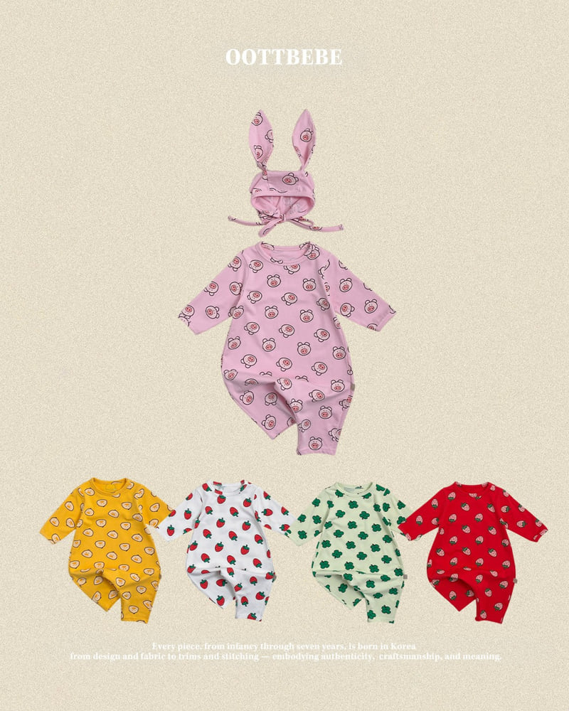 Oott Bebe - Korean Baby Fashion - #babyootd - Little Farm Bodysuit + Bonnet Set