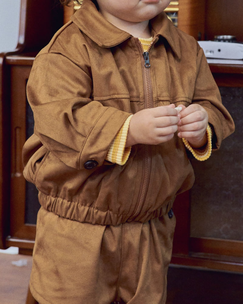 Oott Bebe - Korean Baby Fashion - #babyootd - Brownie Suede Jacket - 11