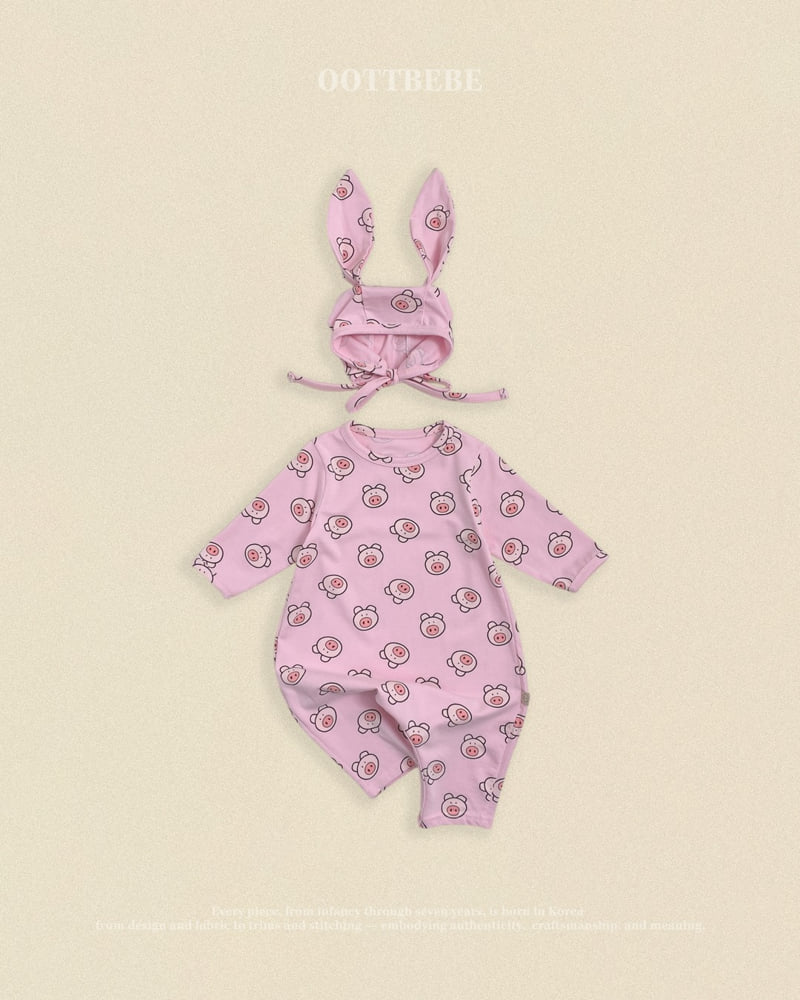 Oott Bebe - Korean Baby Fashion - #babyoutfit - Little Farm Bodysuit + Bonnet Set - 3