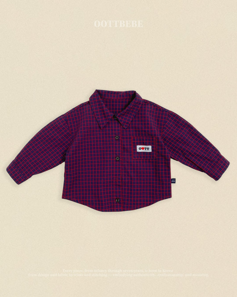Oott Bebe - Korean Baby Fashion - #babyoutfit - Cappuccino Check Shirt - 5