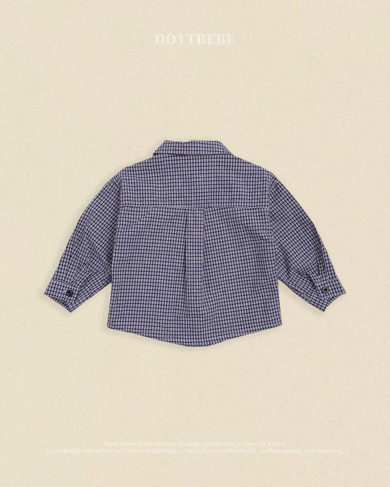 Oott Bebe - Korean Baby Fashion - #babyoutfit - Cappuccino Check Shirt - 6