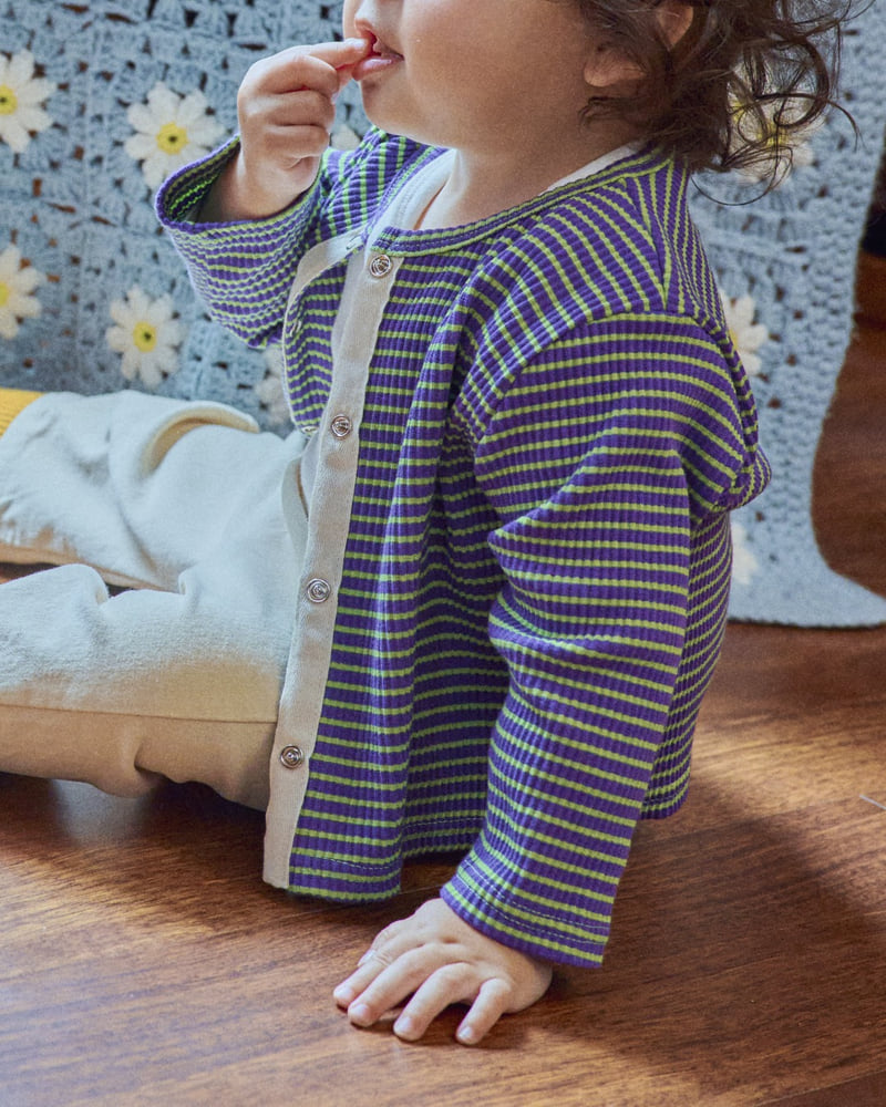 Oott Bebe - Korean Baby Fashion - #onlinebabyboutique - Chocolat Ribbed Cardigan - 12
