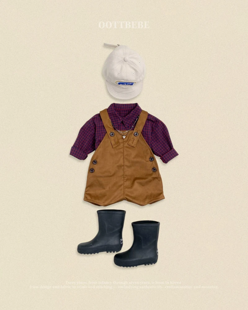 Oott Bebe - Korean Baby Fashion - #onlinebabyshop - Cappuccino Check Shirt - 9