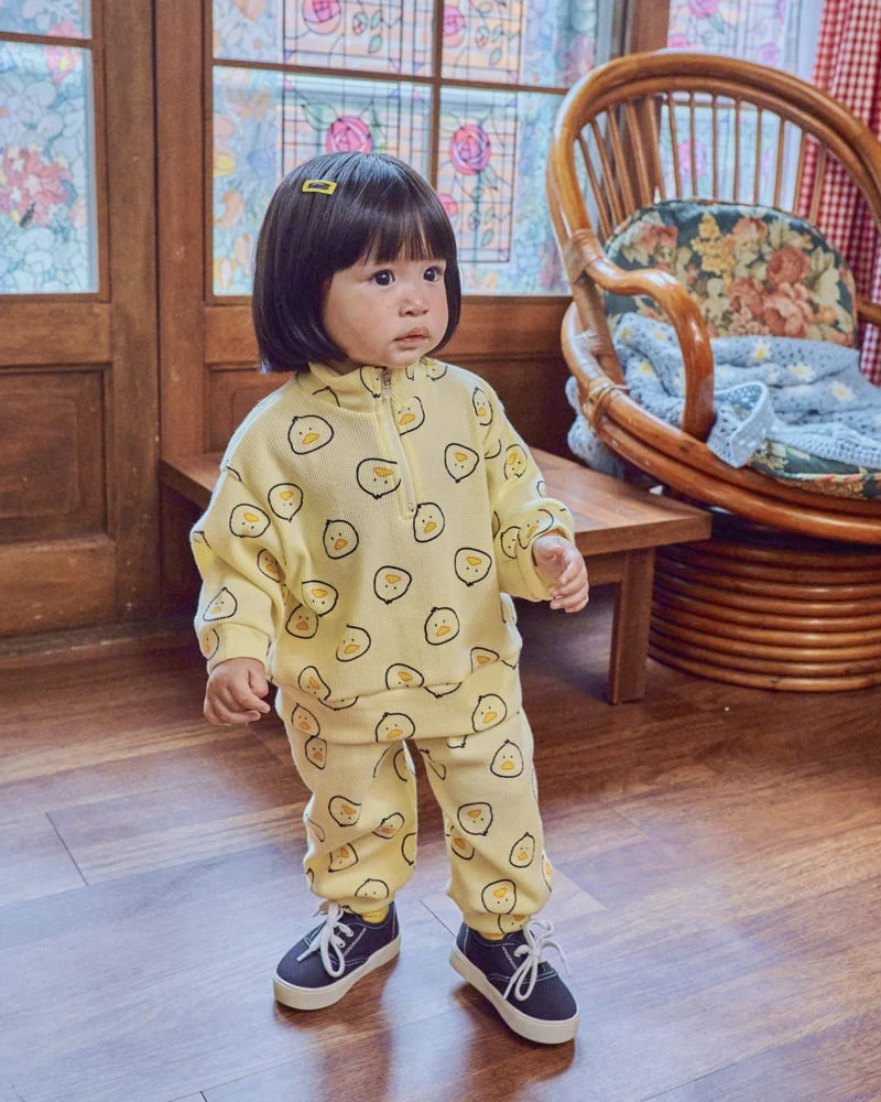 Oott Bebe - Korean Baby Fashion - #onlinebabyshop - Little Palm Waffle Anorak Top & Bottom Set - 7