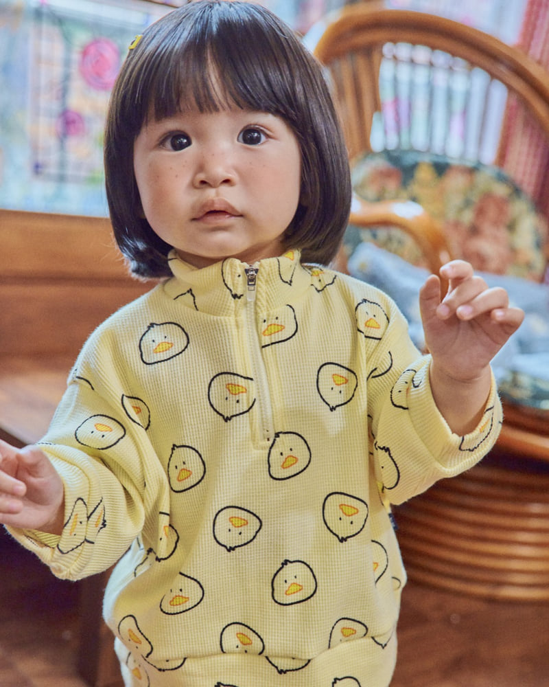 Oott Bebe - Korean Baby Fashion - #smilingbaby - Little Palm Waffle Anorak Top & Bottom Set - 8