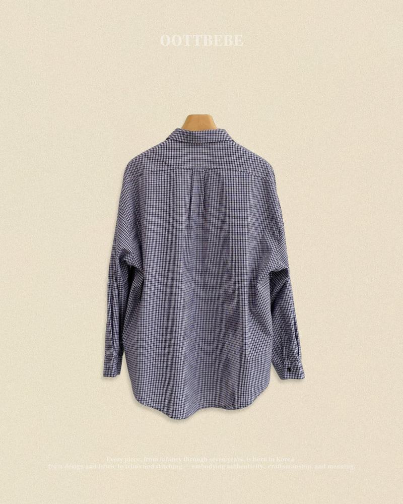 Oott Bebe - Korean Women Fashion - #momslook - Cappuccino Check Shirt (Adult) - 4