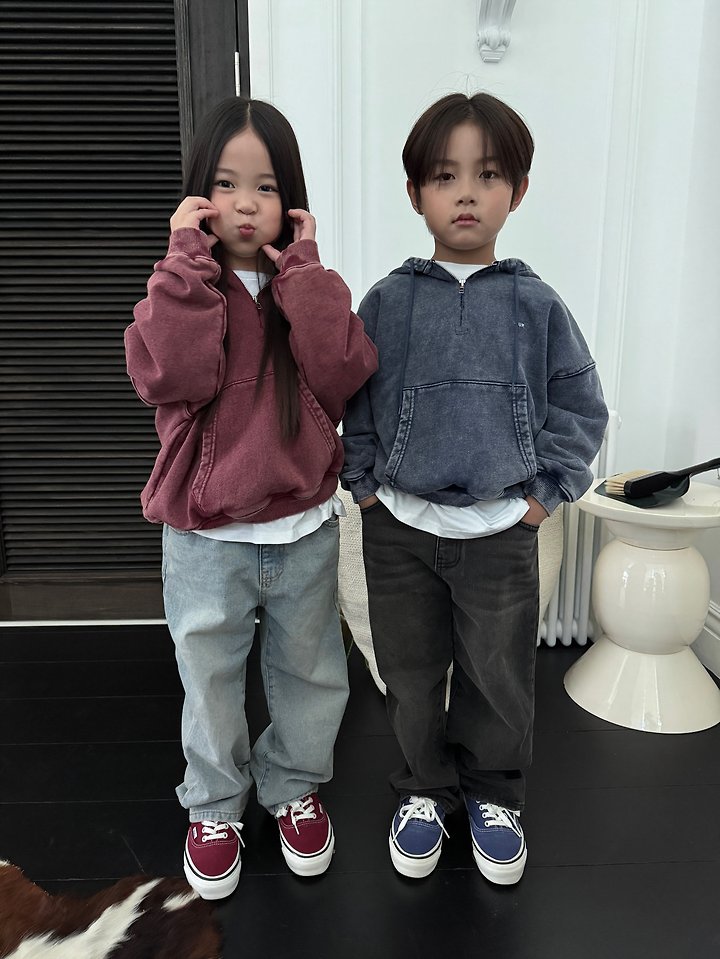 Our - Korean Children Fashion - #childofig - Stone Half Hooded Zip-up - 12