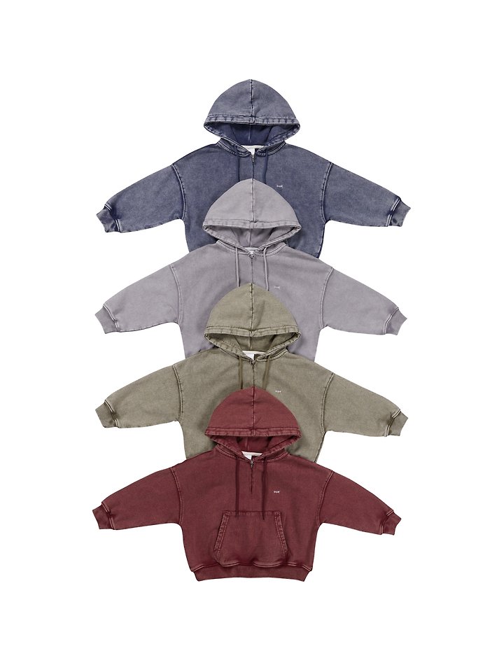 Our - Korean Children Fashion - #designkidswear - Stone Half Hooded Zip-up