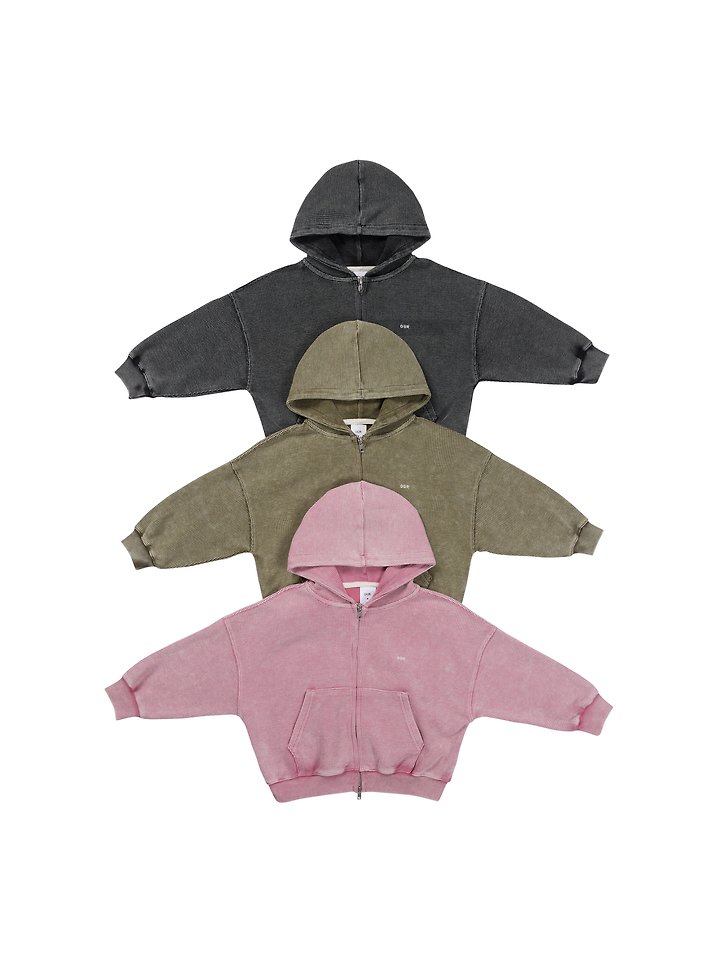 Our - Korean Children Fashion - #fashionkids - Waffle Washed Hooded Zip-up