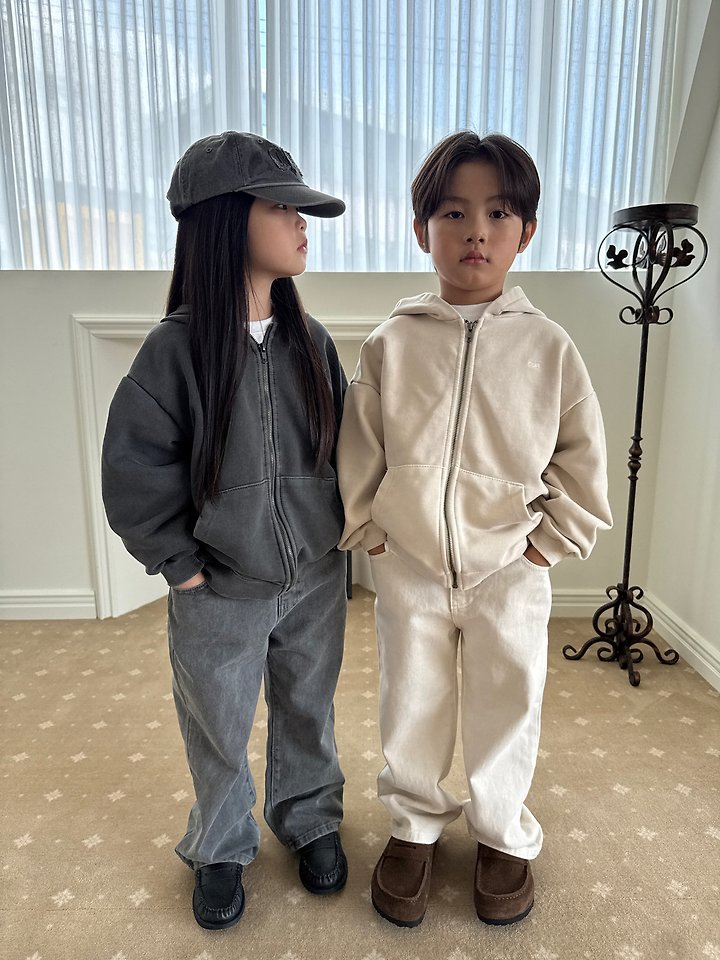 Our - Korean Children Fashion - #kidsshorts - Work Pigment Hooded Zip-up - 12