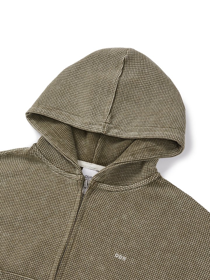 Our - Korean Children Fashion - #kidsstore - Waffle Washed Hooded Zip-up - 3
