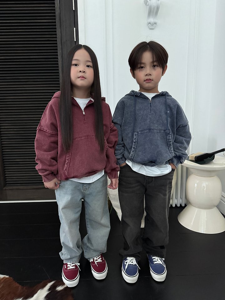 Our - Korean Children Fashion - #littlefashionista - Stone Half Hooded Zip-up - 8