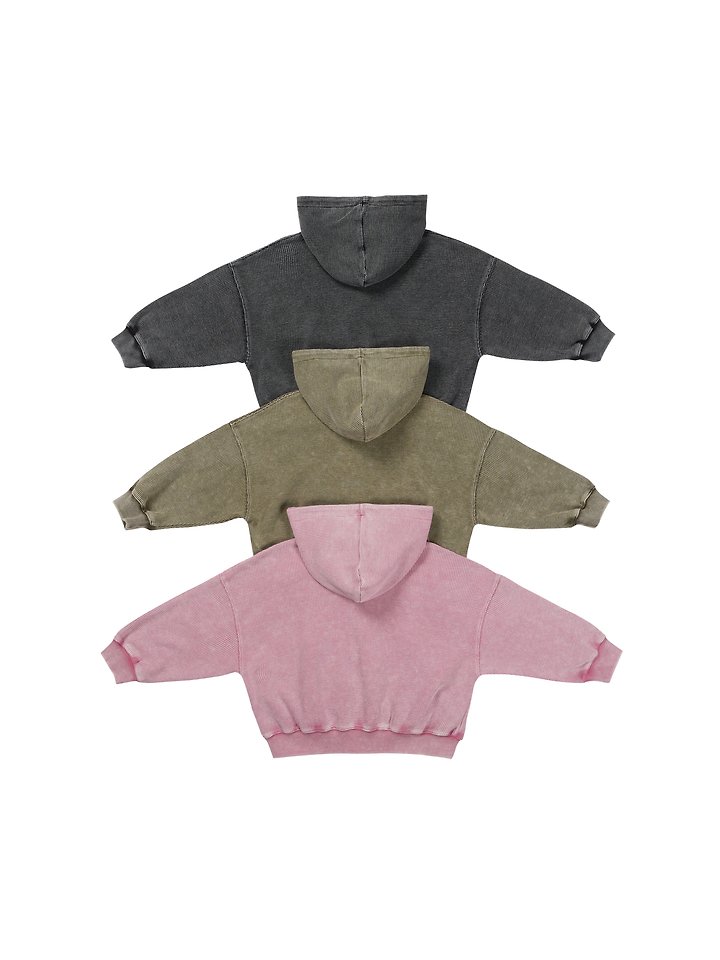 Our - Korean Children Fashion - #minifashionista - Waffle Washed Hooded Zip-up - 8