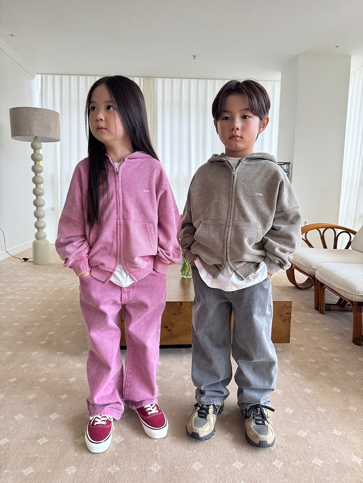 Our - Korean Children Fashion - #stylishchildhood - Waffle Washed Hooded Zip-up - 12