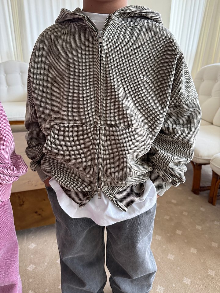 Our - Korean Children Fashion - #todddlerfashion - Waffle Washed Hooded Zip-up - 10