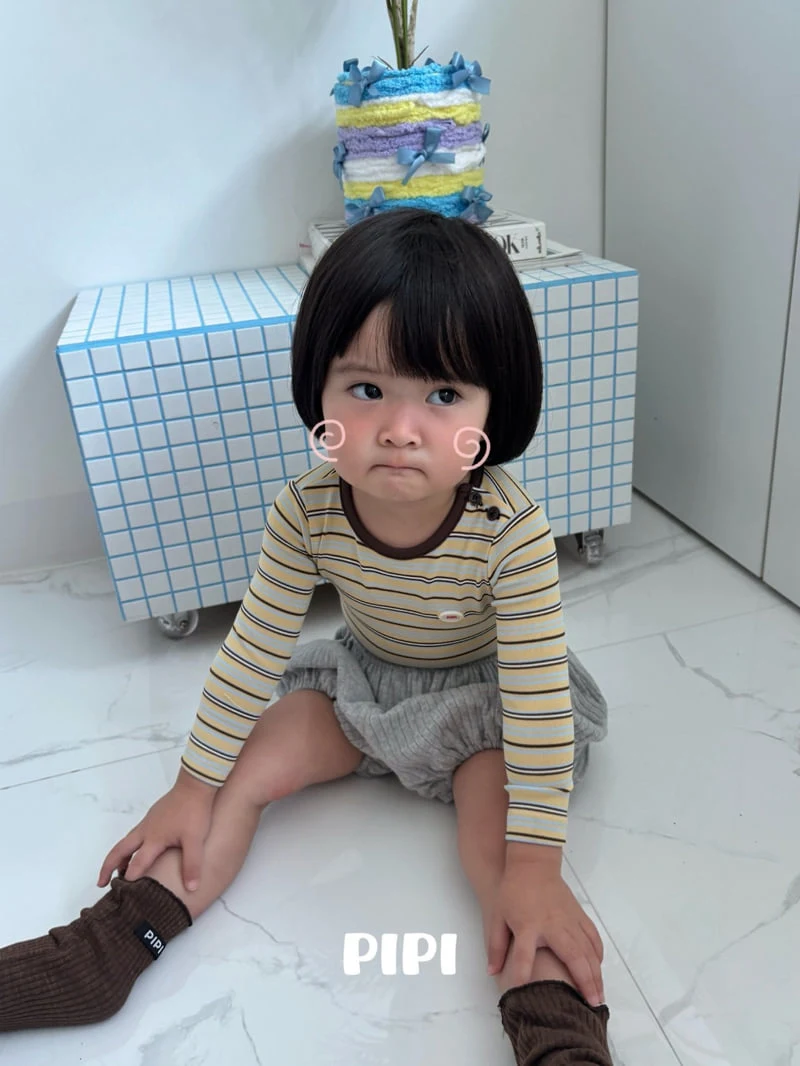 Pipi - Korean Baby Fashion - #babyclothing - Striped Romper Set - 5