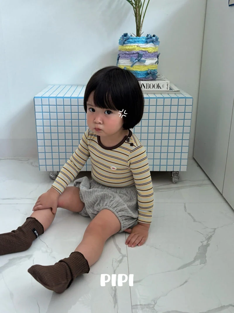 Pipi - Korean Baby Fashion - #babyfashion - Striped Romper Set - 6