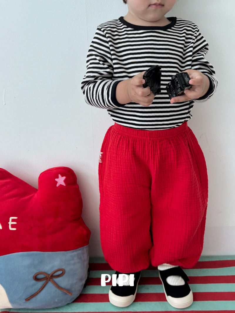 Pipi - Korean Children Fashion - #kidsshorts - Striped Binding Tee - 8