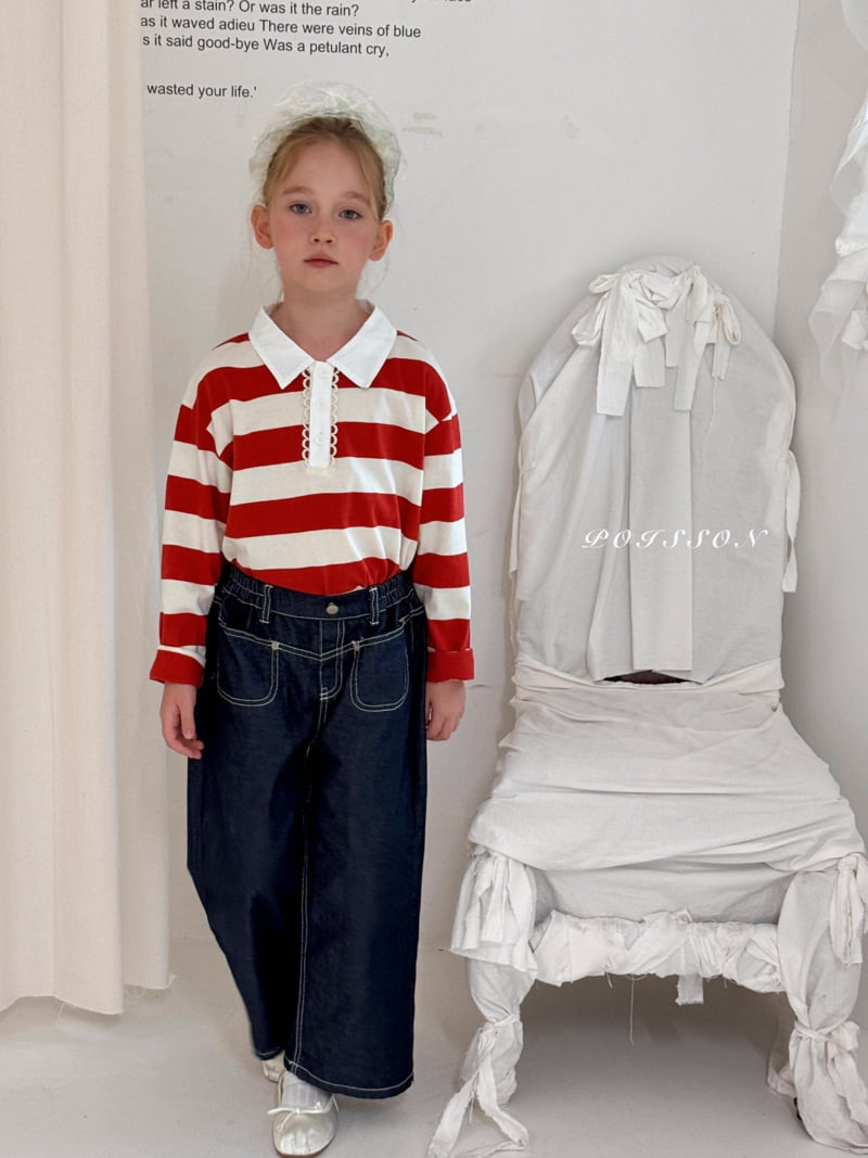 Poisson - Korean Children Fashion - #Kfashion4kids - Stripe Collar Tee - 10