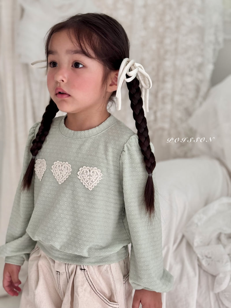 Poisson - Korean Children Fashion - #stylishchildhood - Heart Applique Sweatshirt - 4