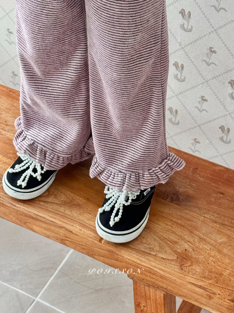 Poisson - Korean Children Fashion - #childrensboutique - Frill Stripe Pants - 6