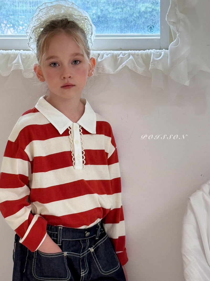 Poisson - Korean Children Fashion - #childrensboutique - Stripe Collar Tee - 3