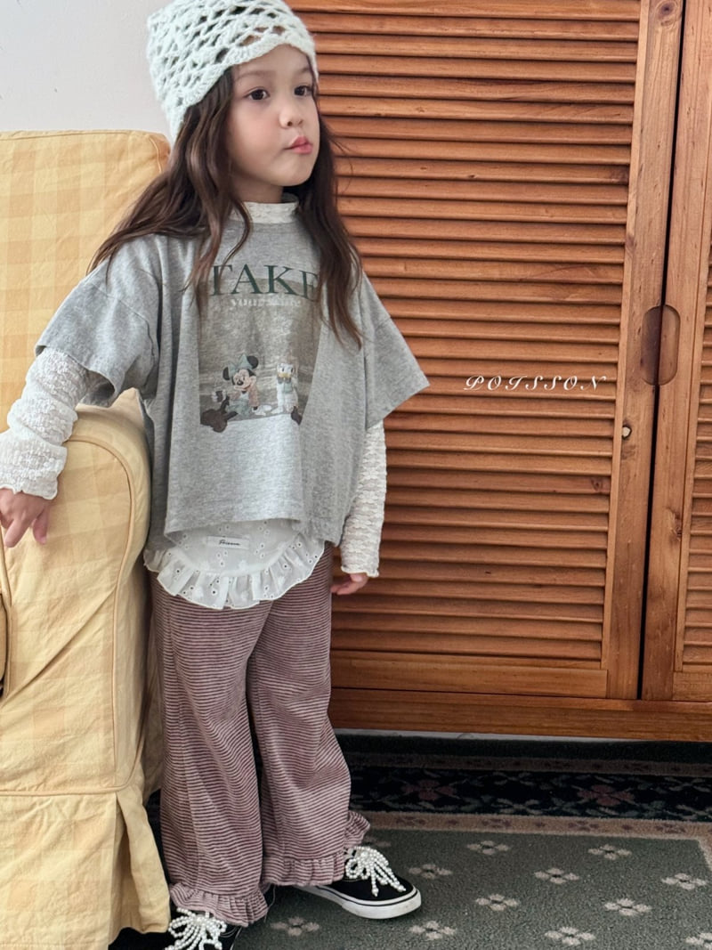 Poisson - Korean Children Fashion - #designkidswear - Frill Stripe Pants - 7