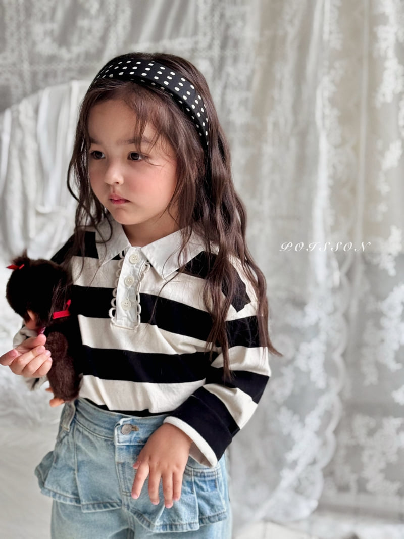 Poisson - Korean Children Fashion - #childrensboutique - Stripe Collar Tee - 4