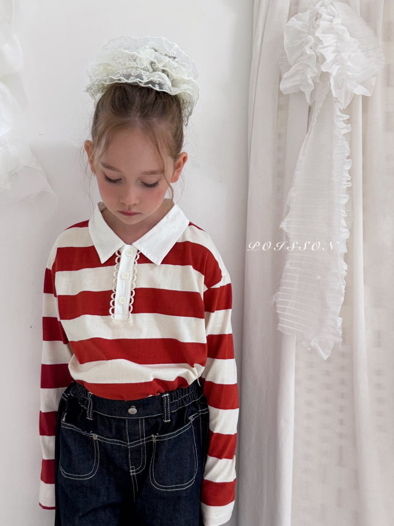 Poisson - Korean Children Fashion - #discoveringself - Stripe Collar Tee - 5