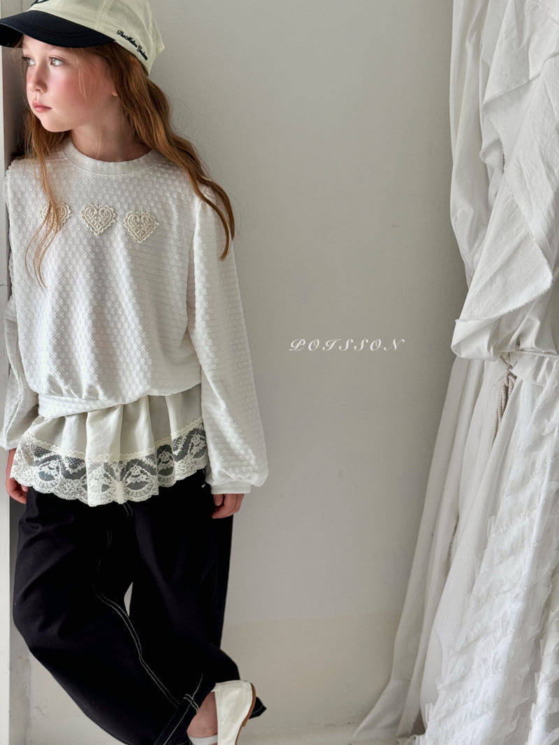 Poisson - Korean Children Fashion - #kidsshorts - Heart Applique Sweatshirt - 9