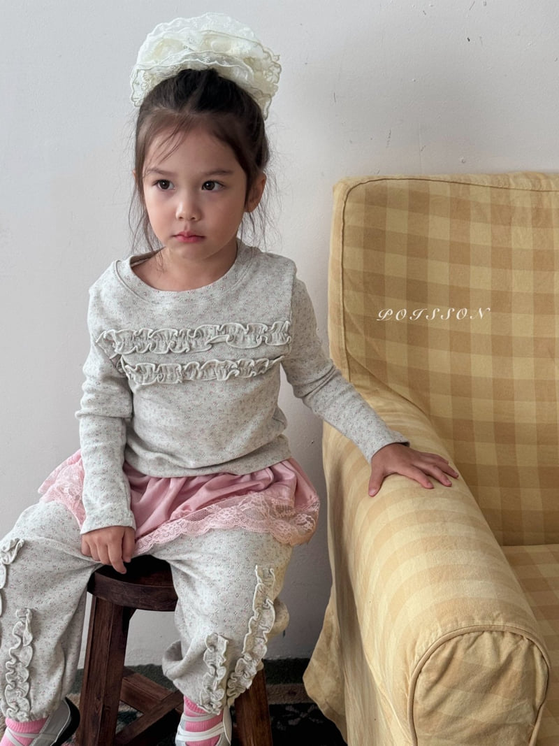 Poisson - Korean Children Fashion - #kidsshorts - Eyelet Frill Tee - 7