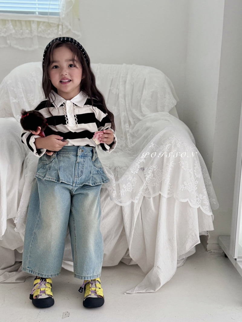Poisson - Korean Children Fashion - #fashionkids - Pleats Skirt Denim - 4