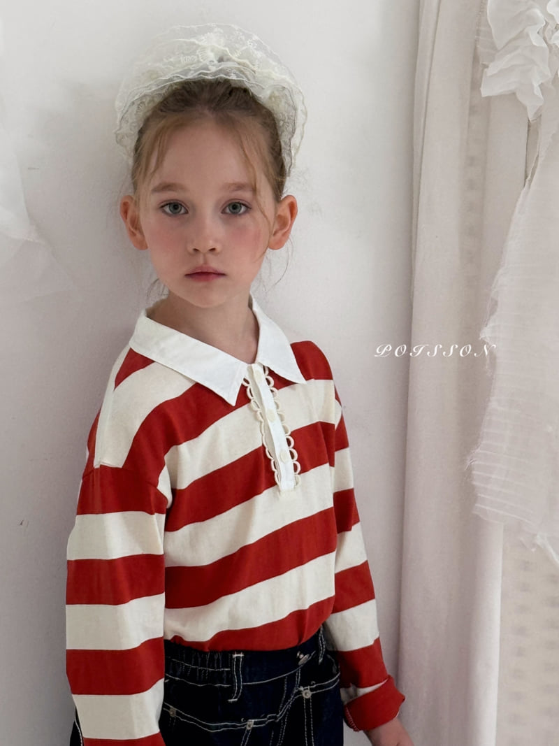 Poisson - Korean Children Fashion - #kidsshorts - Stripe Collar Tee - 7