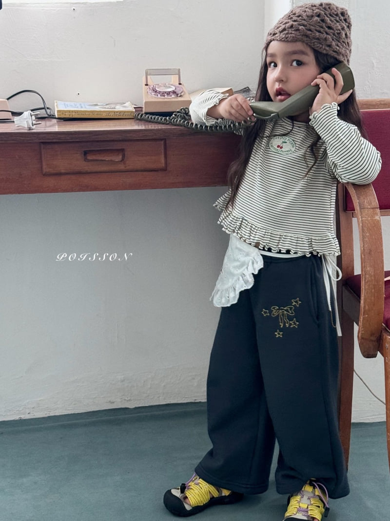 Poisson - Korean Children Fashion - #kidsshorts - Ribbon Embroidery Pants - 3