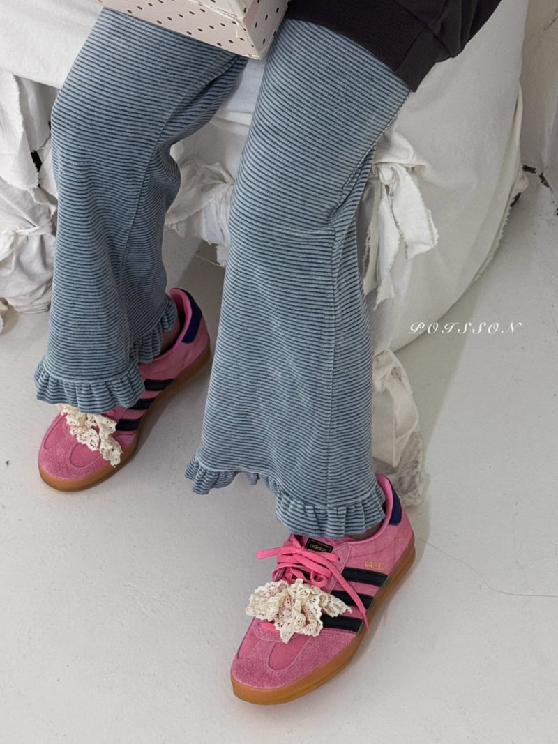 Poisson - Korean Children Fashion - #kidsstore - Frill Stripe Pants - 11
