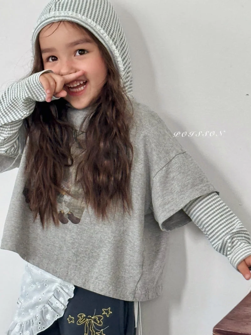 Poisson - Korean Children Fashion - #kidsstore - Stripe Hooded Tee - 12