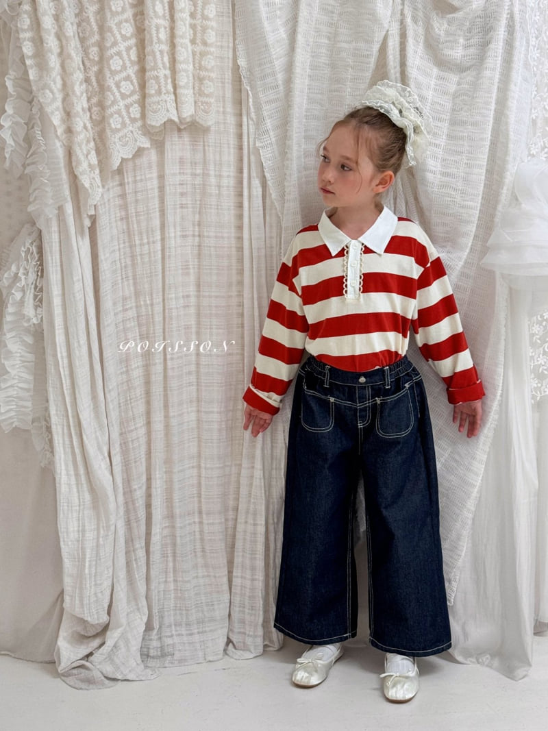 Poisson - Korean Children Fashion - #kidsstore - Stripe Collar Tee - 8