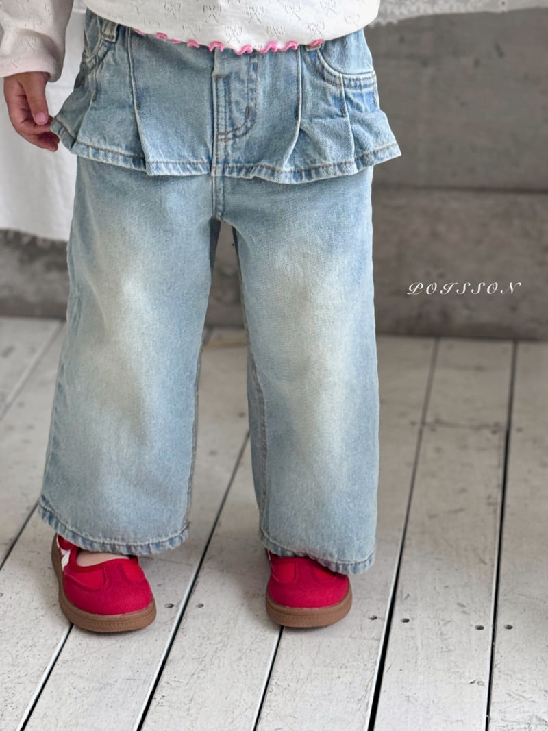 Poisson - Korean Children Fashion - #kidzfashiontrend - Pleats Skirt Denim - 6