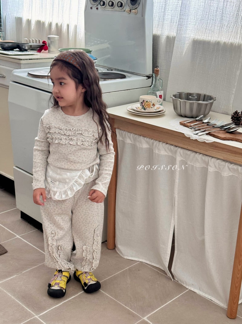 Poisson - Korean Children Fashion - #magicofchildhood - Eyelet Frill Tee - 12