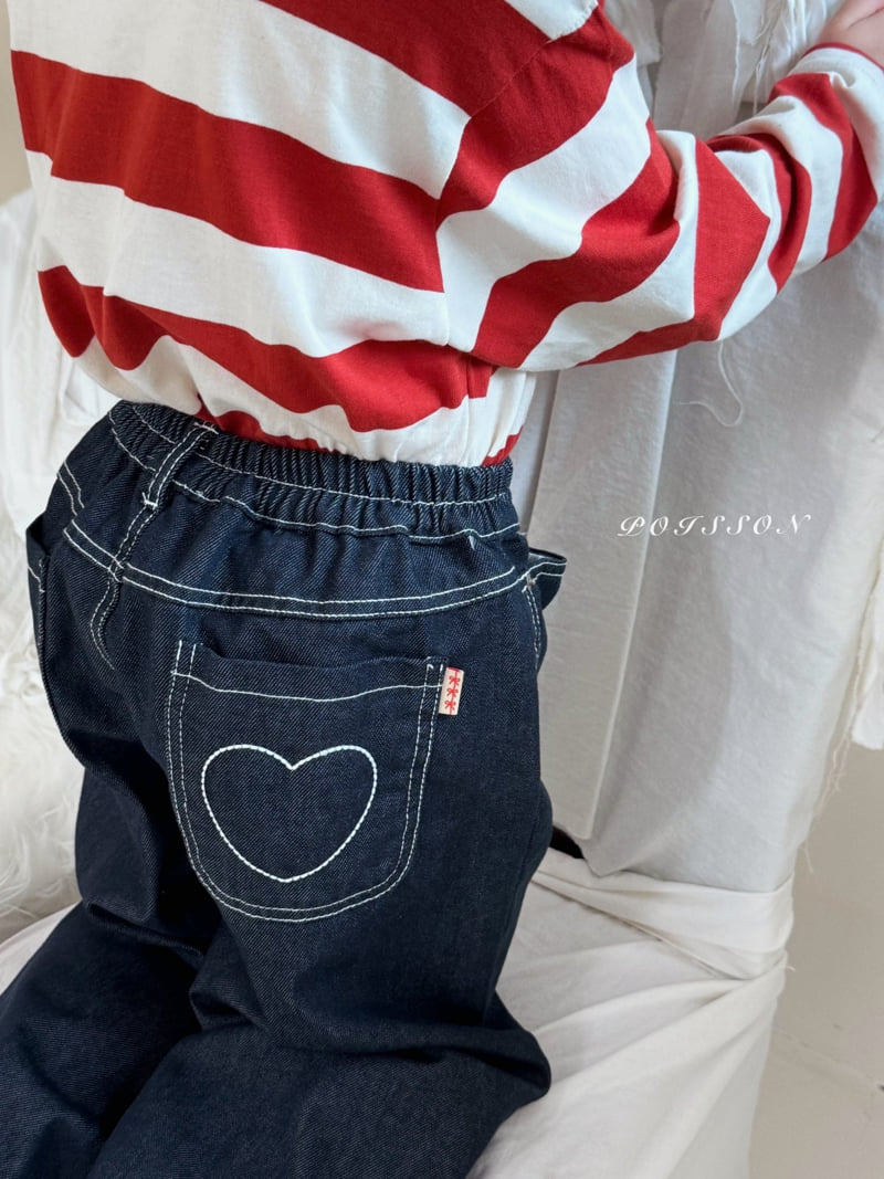 Poisson - Korean Children Fashion - #minifashionista - Heart Denim Pants - 12