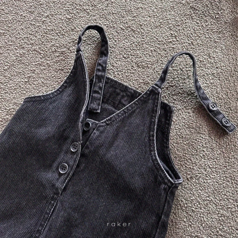Raker - Korean Children Fashion - #stylishchildhood - Heart Denim Ribbed Overall - 4
