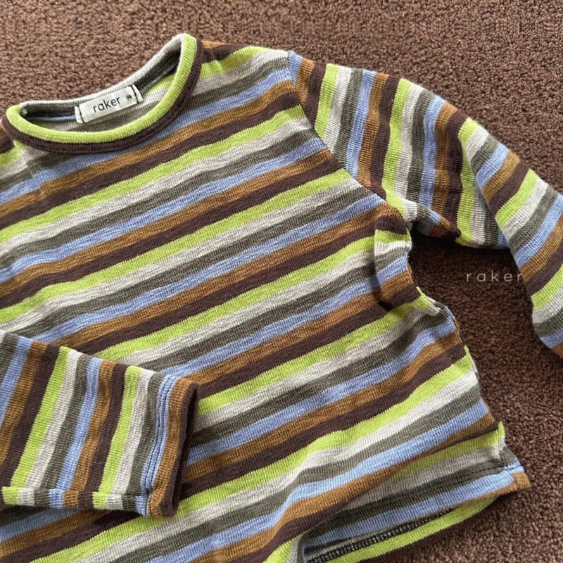 Raker - Korean Children Fashion - #childofig - Hazelnut Striped Tee - 3