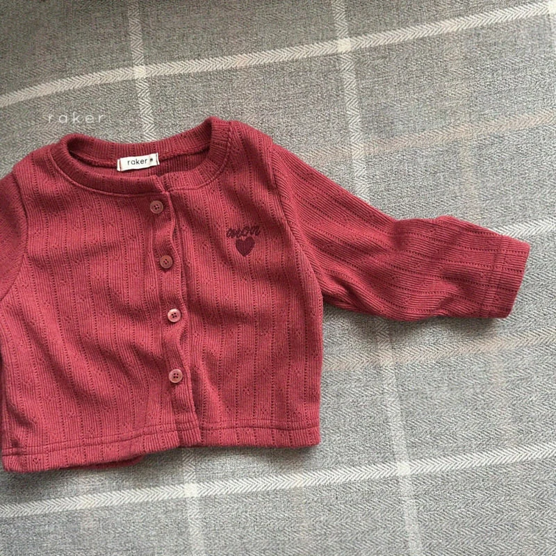 Raker - Korean Children Fashion - #childrensboutique - Heart Eyelet Cardigan - 2