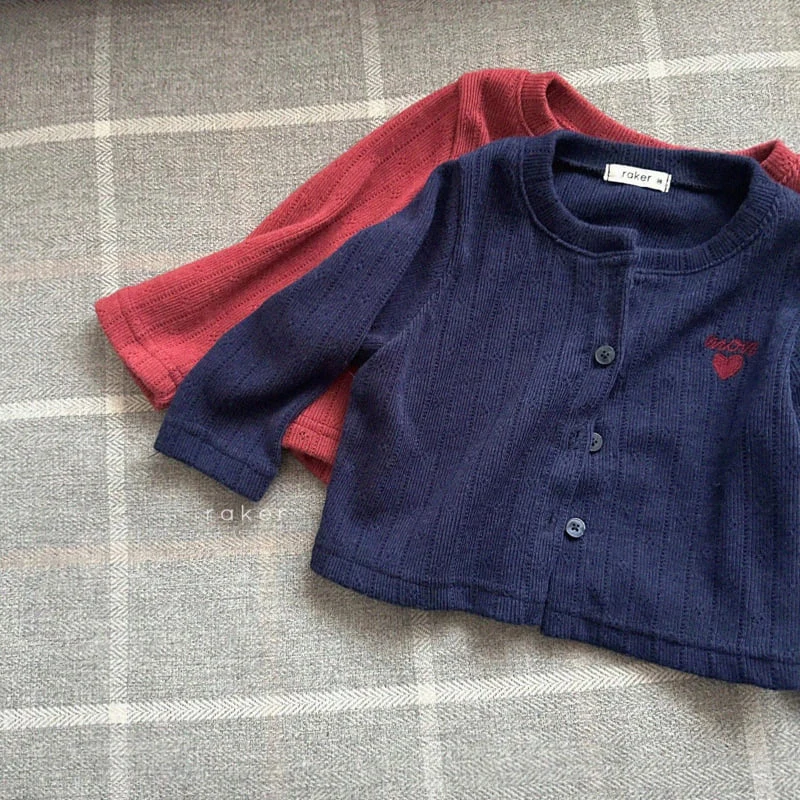 Raker - Korean Children Fashion - #designkidswear - Heart Eyelet Cardigan - 3