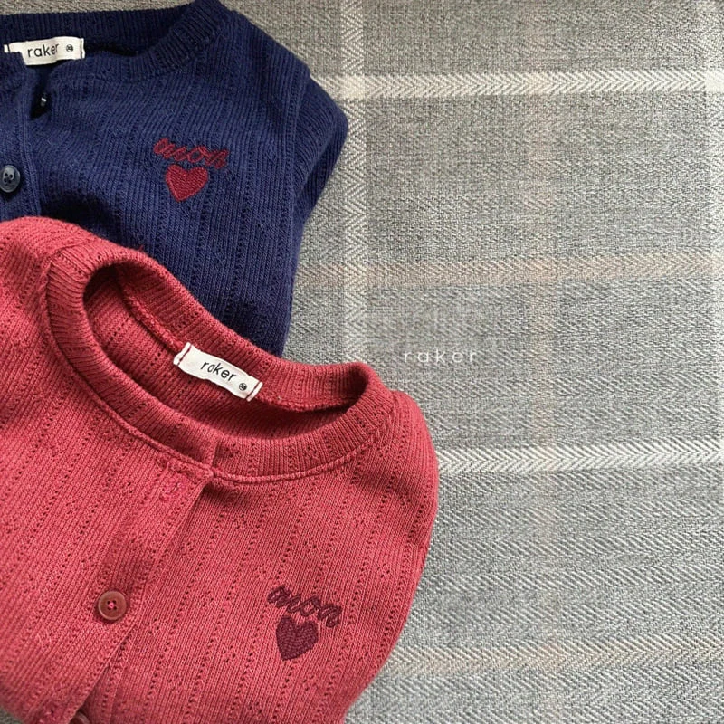 Raker - Korean Children Fashion - #designkidswear - Heart Eyelet Cardigan - 4