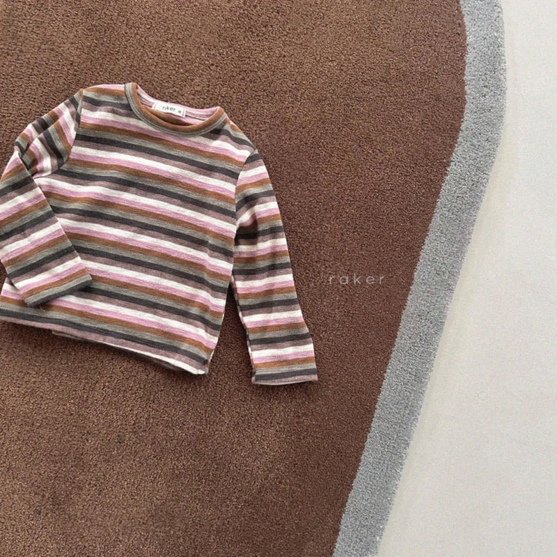 Raker - Korean Children Fashion - #stylishchildhood - Hazelnut Striped Tee - 2