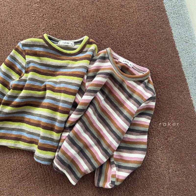 Raker - Korean Children Fashion - #toddlerclothing - Hazelnut Striped Tee