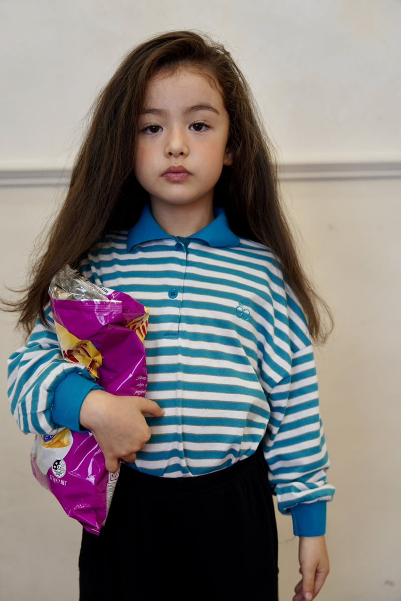 Ramijini - Korean Children Fashion - #discoveringself - Stripe Collar Tee - 2