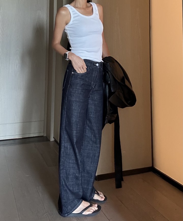 Ripple - Korean Women Fashion - #momslook - Indigo Embroidery Denim Pants - 2