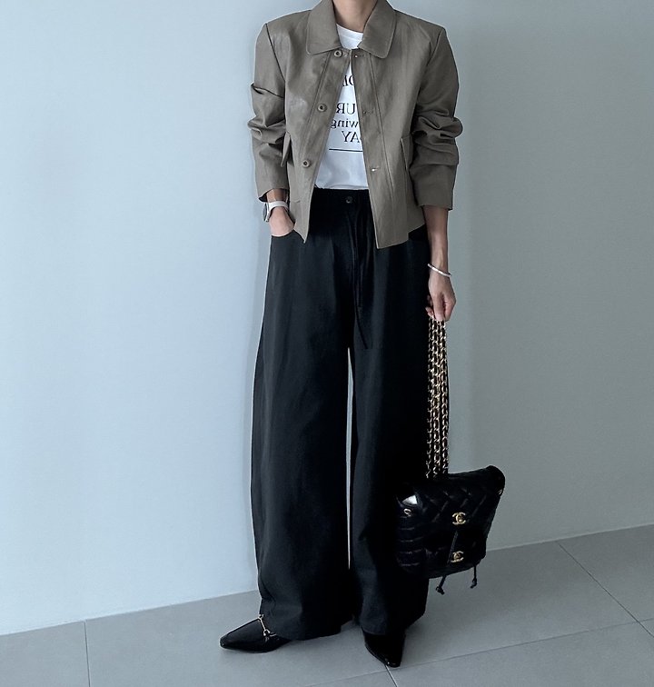 Ripple - Korean Women Fashion - #restrostyle - Basic Collar Leather Jacket - 5